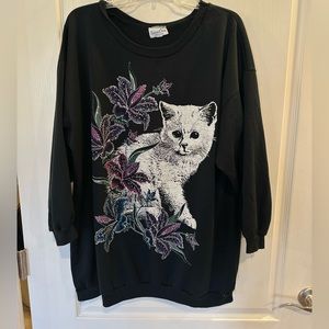 Vintage Saxon cove Glitter Kittens black Sweatshirt No size tag See measurements